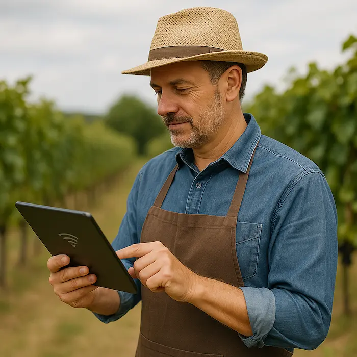 Winzer erklärt Wein bei einer Verkostung – Philosophie von SmartTastingBoard